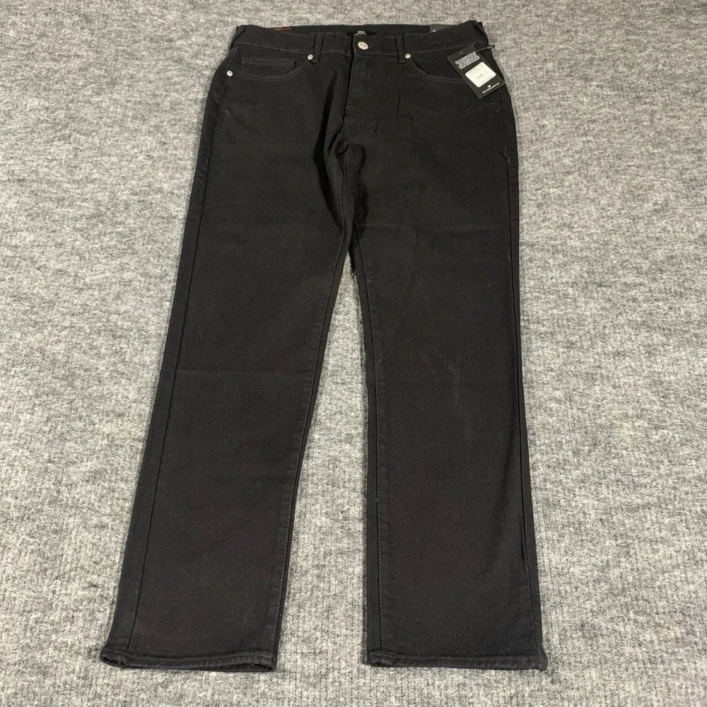 True Religion Jeans Mens 34 Black Denim Geno Relaxed Slim‎ Studded Stretch $164
